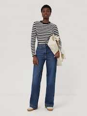 Jigsaw Blue Stripe Long Sleeve 100% Cotton T-Shirt - Image 4 of 6