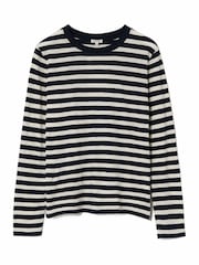 Jigsaw Blue Stripe Long Sleeve 100% Cotton T-Shirt - Image 6 of 6