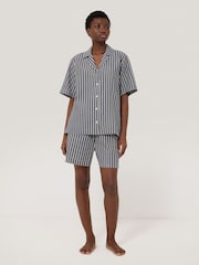 Jigsaw Blue 100% Cotton Stripe Short Pyjamas - Image 1 of 6