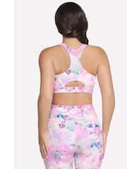 Skechers Pink GoWalk Seascape Floral Zip Front Bra - Image 2 of 3