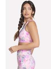 Skechers Pink GoWalk Seascape Floral Zip Front Bra - Image 3 of 3