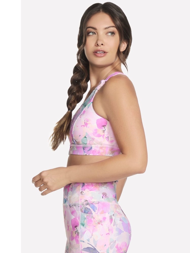 Skechers Pink GoWalk Seascape Floral Zip Front Bra - Image 3 of 3