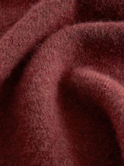 Dusky Red Zip Neck Regular Fit Cosy Knit Polo Shirt with Wool - Image 6 of 7