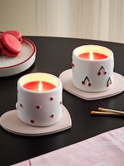 Cherry & Almond Ceramic Valentines Set of 2 Candle - Image 1 of 4