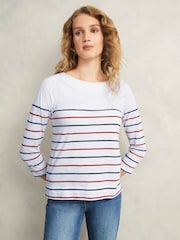 Hobbs Avia Striped 100% Cotton T-Shirt - Imagen 1 de 6