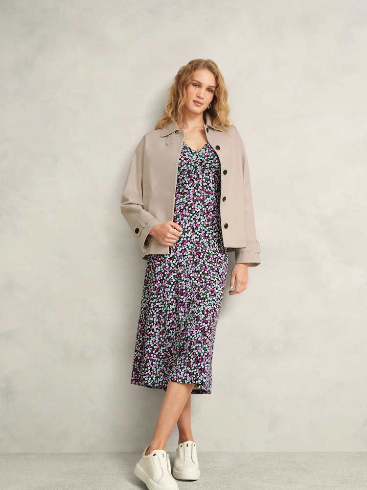 Hobbs Black/Purple Flo Jersey Dress - Image 1 of 5