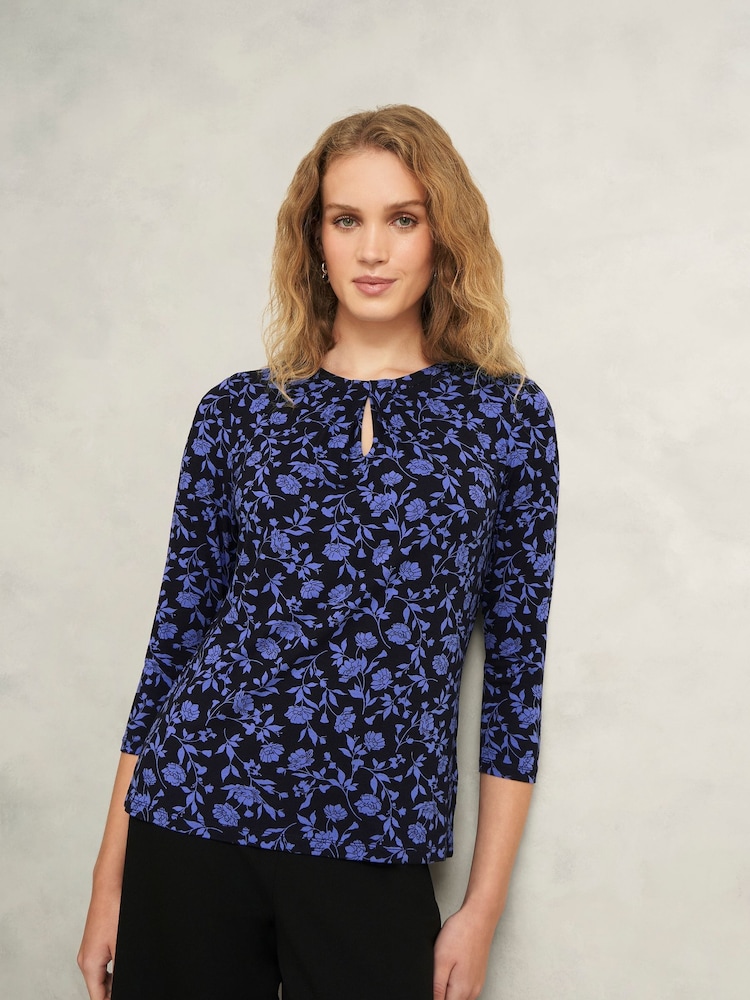 Hobbs Blue Julia Printed Top - Image 1 of 6
