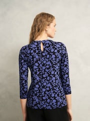Hobbs Blue Julia Printed Top - Image 2 of 6