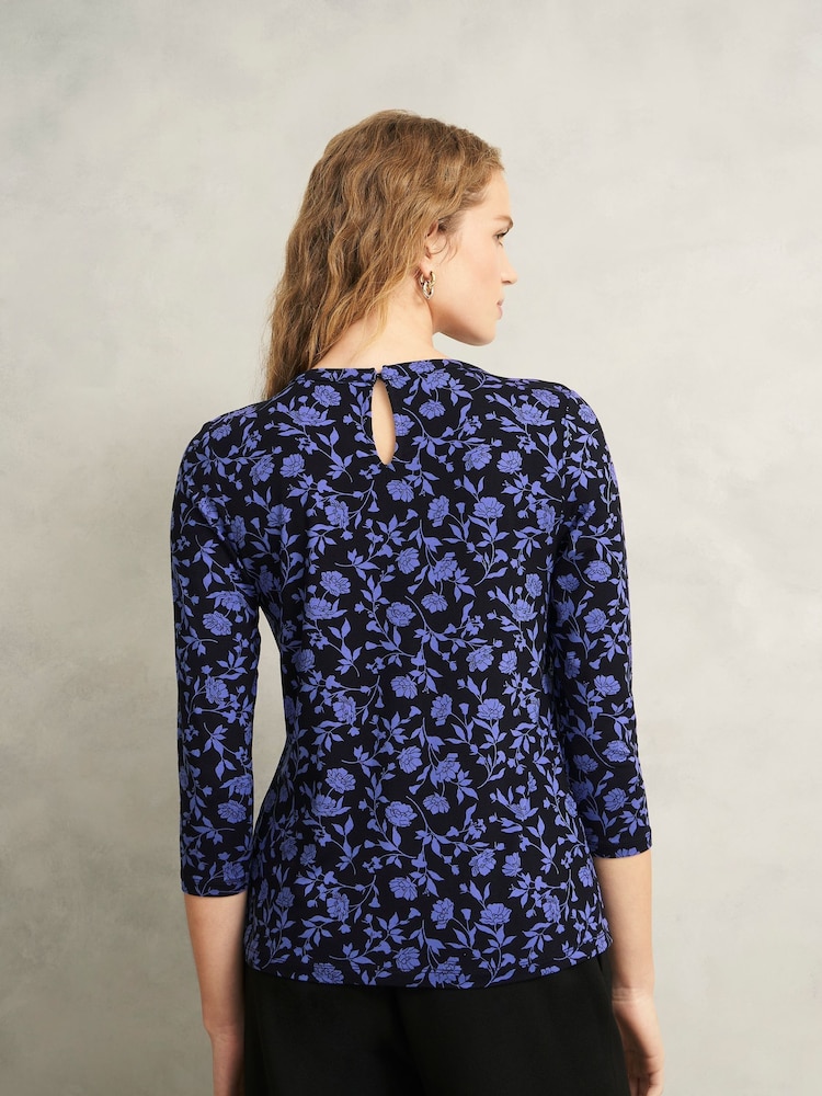 Hobbs Blue Julia Printed Top - Image 2 of 6