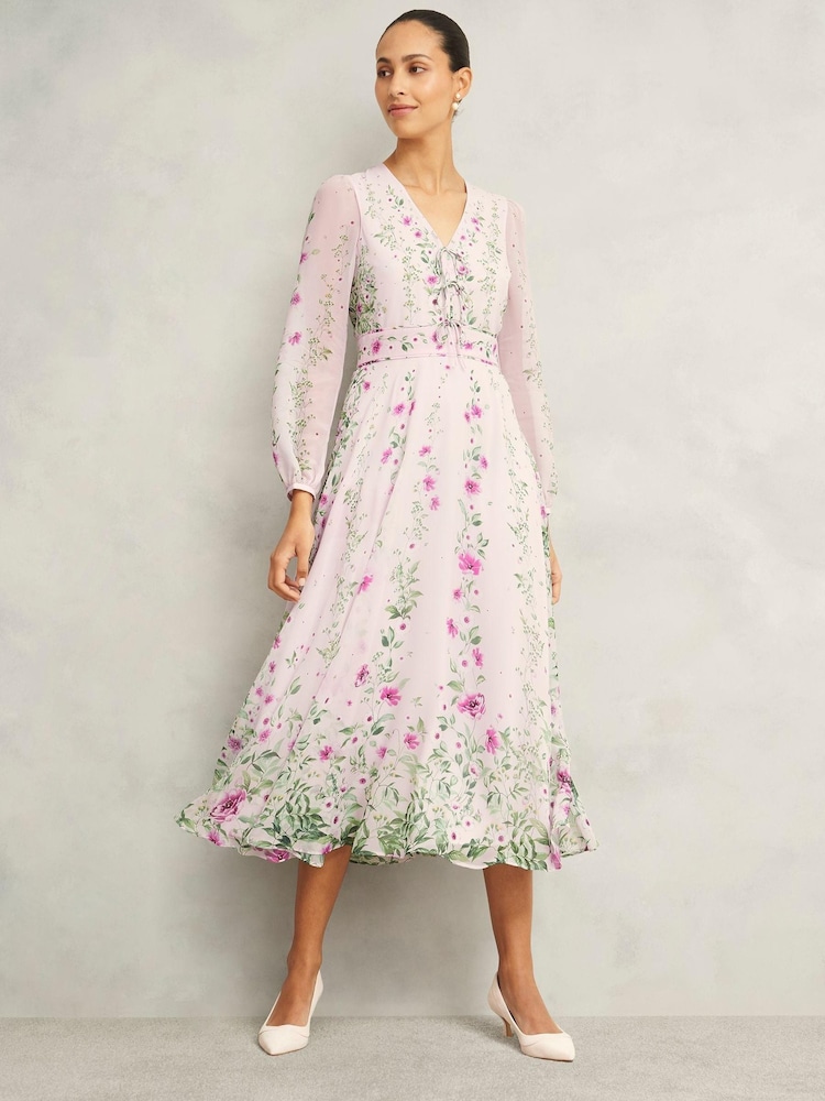 Hobbs Pink Petite Fay Silk Dress - Image 1 of 5