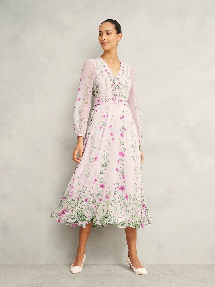 Hobbs Pink Petite Fay Silk Dress - Image 2 of 5