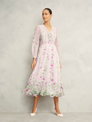 Hobbs Pink Petite Fay Silk Dress - Image 3 of 5