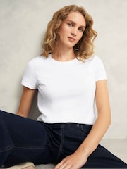 Hobbs White Pixie 100% Cotton T-Shirt - Image 3 of 5