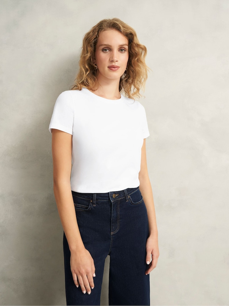 Hobbs White Pixie 100% Cotton T-Shirt - Image 4 of 5