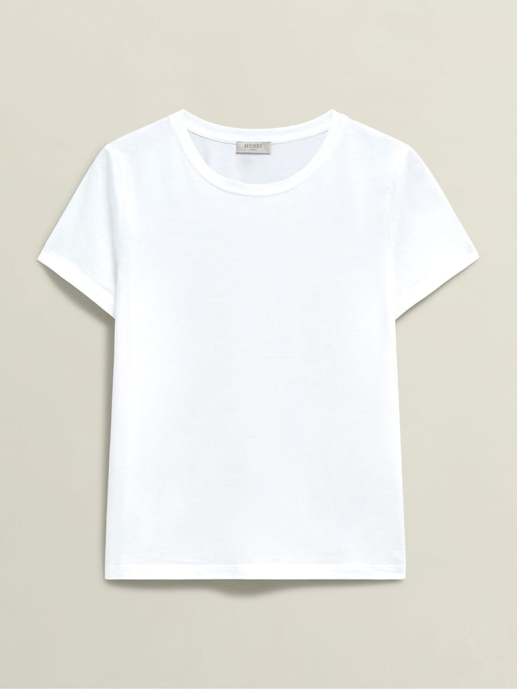 Hobbs White Pixie 100% Cotton T-Shirt - Image 5 of 5