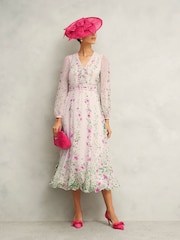 Hobbs Pink Fay Silk Dress - Image 5 of 7