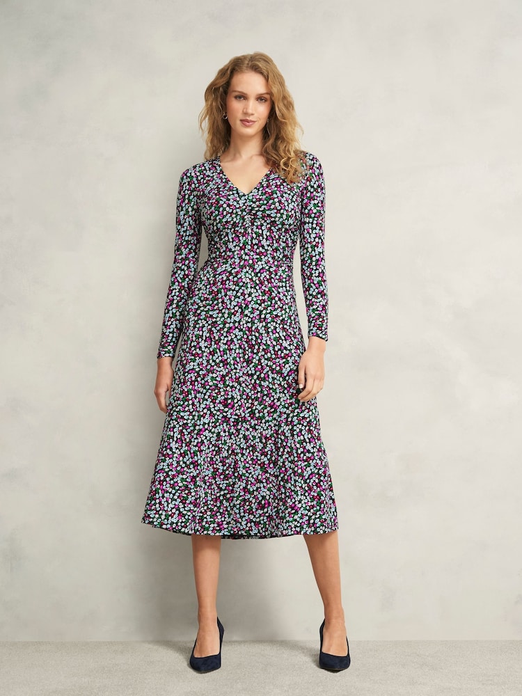 Hobbs Blue Petite Flo Jersey Dress - Image 1 of 4