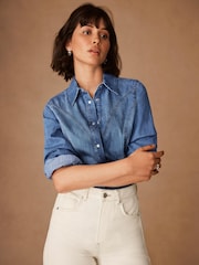 Mint Velvet Blue Indigo Denim Western 100% Cotton Shirt - Image 4 of 8