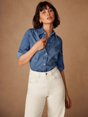 Mint Velvet Blue Indigo Denim Western 100% Cotton Shirt - Image 5 of 8