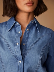 Mint Velvet Blue Indigo Denim Western 100% Cotton Shirt - Image 6 of 8