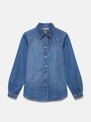 Mint Velvet Blue Indigo Denim Western 100% Cotton Shirt - Image 7 of 8