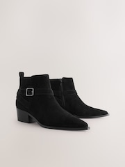 أسود سويد - Forever Comfort® Burnished Ankle Strap Boots - صورة 6 من 9