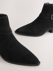 أسود سويد - Forever Comfort® Burnished Ankle Strap Boots - صورة 9 من 9