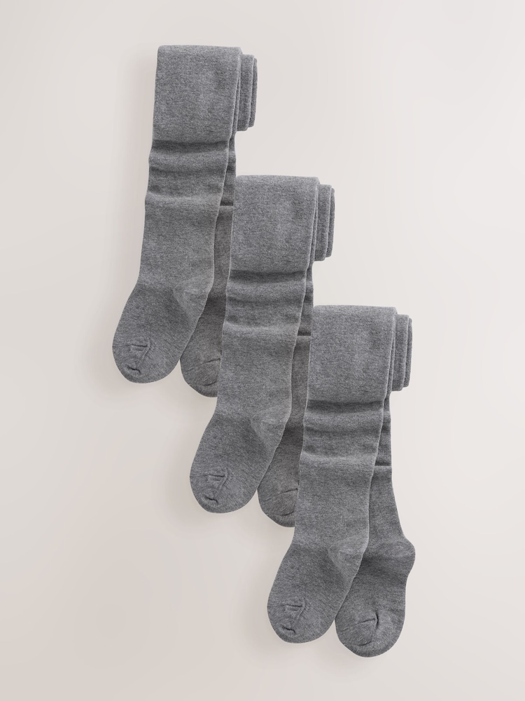 Grey Longer Length Longer Length Cotton Rich School Tights 3 Pack - Image 1 of 4 Grey Longer Length Longer Length Cotton Rich School Tights 3 Pack - Image 1 of 4
