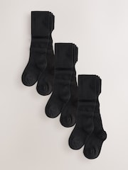 Negro - Longer Length Cotton Rich School Tights 3 Pack - Imagen 1 de 4