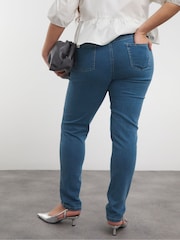 Simply Be Blue Chrome High Waisted Super Stretch Slim Jeans - Image 3 of 5