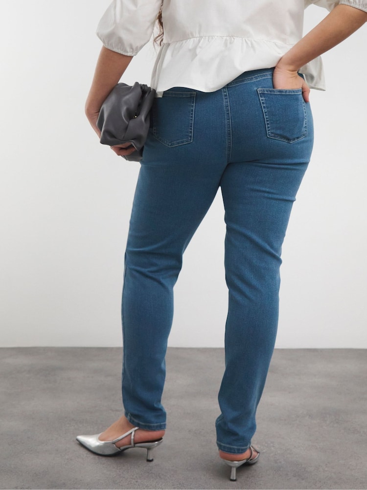 Niebieski chromowany - Simply Be High Waisted Super Stretch Slim Jeans - Image 3 of 5