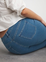 Simply Be Blue Chrome High Waisted Super Stretch Slim Jeans - Image 5 of 5