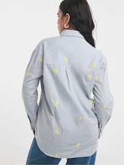 Simply Be Blue Embroidered Stripe 100% Cotton Shirt - Image 2 of 4