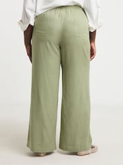 Verde - Pantaloni largi cu cordon în talie Simply Be - Imaginea 2 din 4