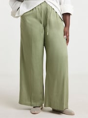 Verde - Pantaloni largi cu cordon în talie Simply Be - Imaginea 4 din 4