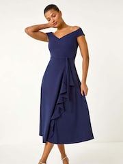 Blau - Roman Bardot Ruffle Wrap Dress - Bild 1 von 5