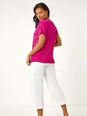 Roman Pink Foil Print V-Neck Knitted Top - Image 3 of 5
