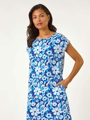 Roman Blue A-Line Floral T-Shirt Dress - Image 2 of 5