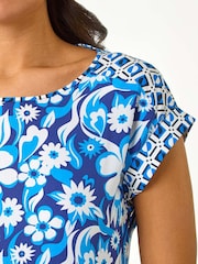Roman Blue A-Line Floral T-Shirt Dress - Image 5 of 5