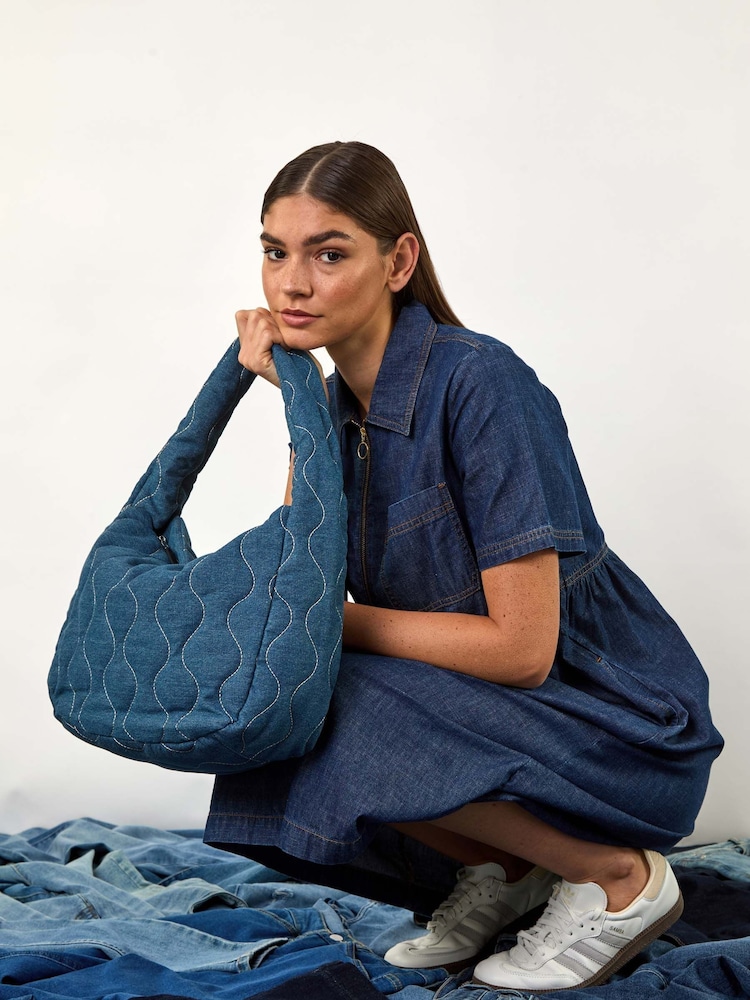 Roman Blue Denim Zip Midi Dress - Image 2 of 5