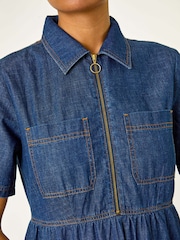 Roman Blue Denim Zip Midi Dress - Image 5 of 5