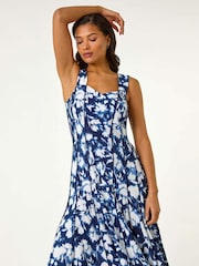 Roman Blue Abstract Print Panelled Short Dress - Image 1 of 5