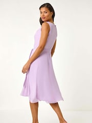 Lila - Roman Geblümtes Kleid mit Wasserfallausschnitt - Bild 2 von 5