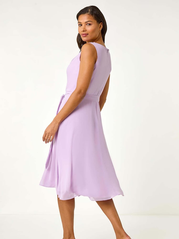 Lila - Roman Geblümtes Kleid mit Wasserfallausschnitt - Bild 2 von 5