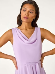 Lila - Roman Geblümtes Kleid mit Wasserfallausschnitt - Bild 4 von 5