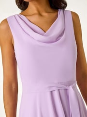 Lila - Roman Geblümtes Kleid mit Wasserfallausschnitt - Bild 5 von 5