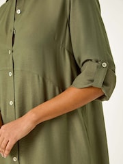Roman Green Button Through Shirt Midi Dress - Image 5 of 5