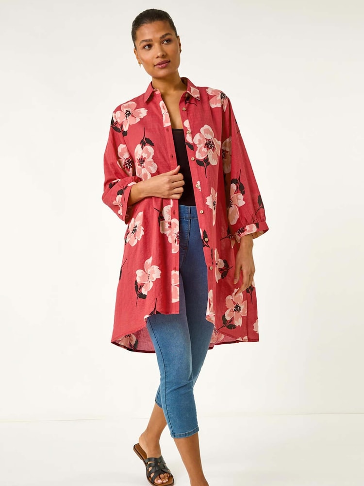 Roman Red Longline Floral Print Blouse - Image 2 of 5