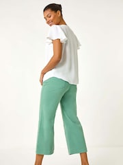 Roman White Frilled Sleeve Tie Front Top - Image 3 of 5