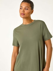 Roman Green Plain Stretch T-Shirt Dress - Image 2 of 5